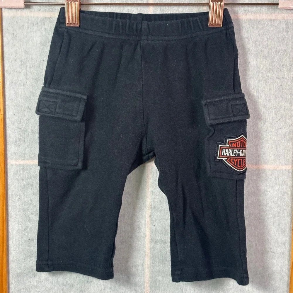 Baby Harley-Davidson Cargo Sweatpants 6/9M Black Embroidered Logo Pants